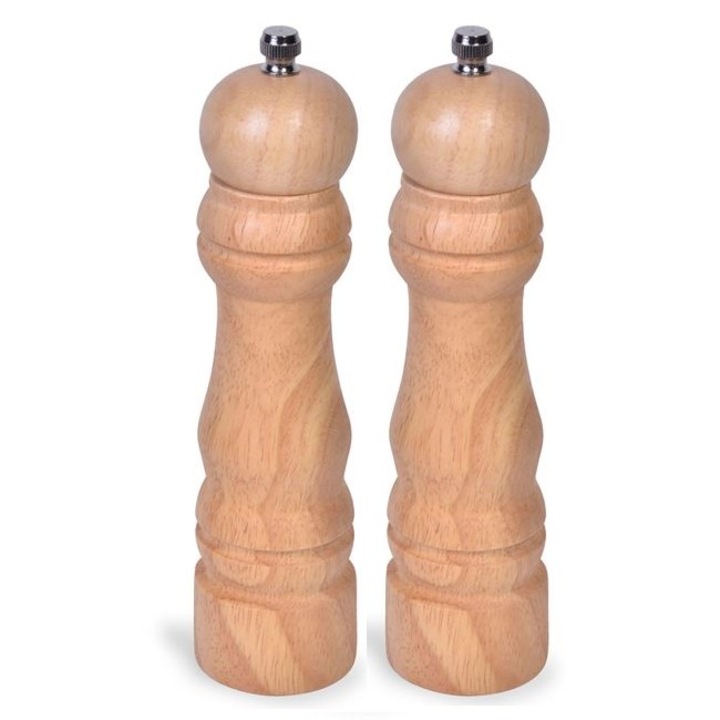 Set 2 rasnite, sare si piper, lemn natural, maro, 18 cm