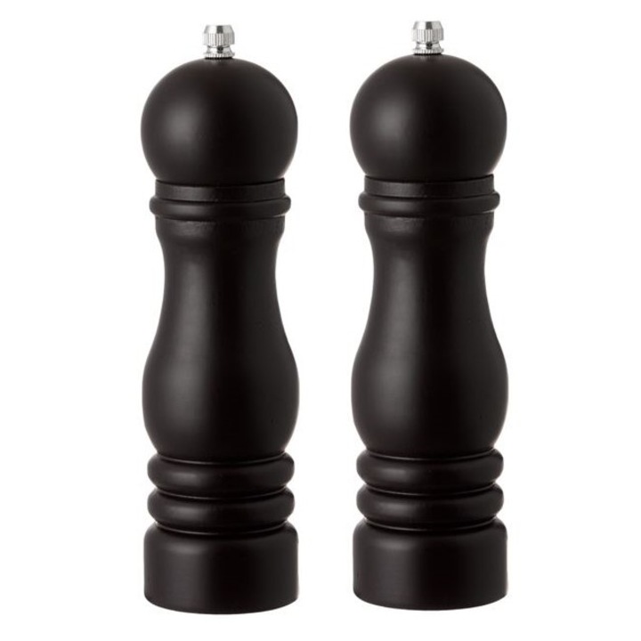 Set 2 rasnite, sare si piper, lemn natural, negru, 18 cm