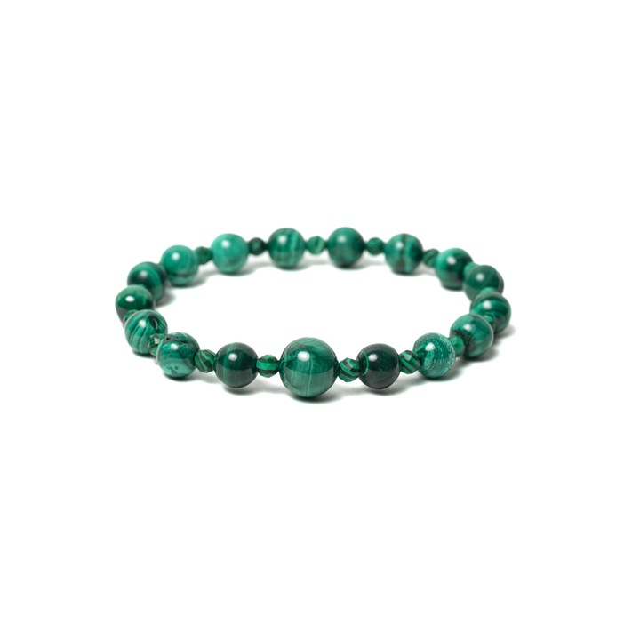 Női karkötő, Ezera, malachit féldrágakövekből, 17-18cm