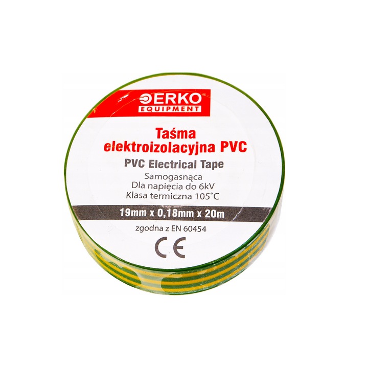 Изолирбанд 20 метра 19мм жълто зелен Erko