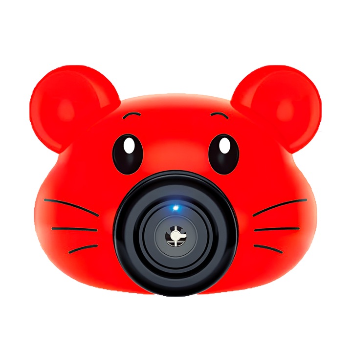 Интерактивна играчка за правене на сапунени мехури, камера със светлини и звуци, мишка, червено черна, 16x11x7,5 см, + 3 години, Utility One