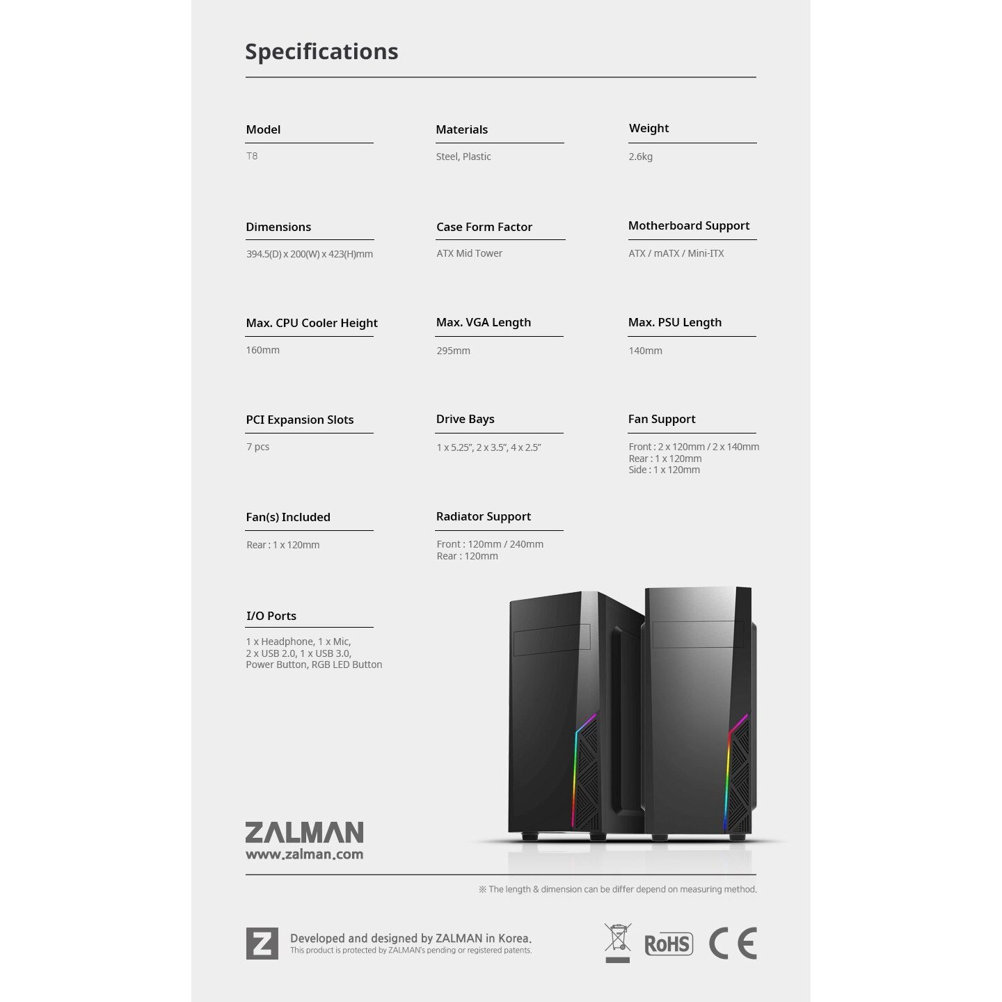 Кутия за компютър Zalman ZM-T8 Neo, Черна, ATX, Middle Tower - eMAG.bg