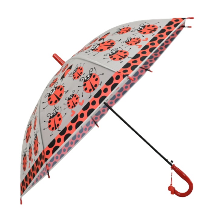 Gyermek esernyő 41694-12, Átmérő 84cm, Piros katicabogarakkal