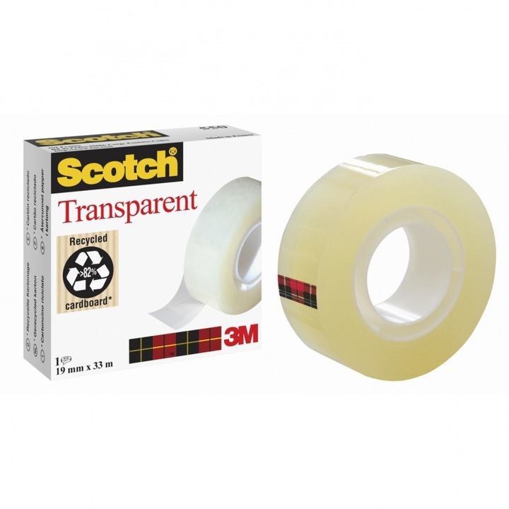 Самозалепваща лента Scotch, Transparent, 550 безцветна, 19 мм, 33 м