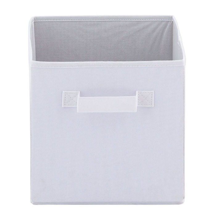 Set de 3 cutii de depozitare pliabile, tesatura, 30 x 30 cm, 25 x 25 cm, 20 x 20 cm, Alb