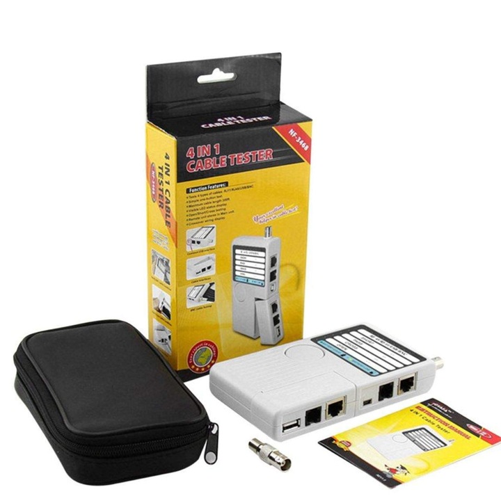 Algoshop 4 az 1-ben USB/BNC/Rj11/Rj45 távoli hálózati kábeltesztelő, UTP STP, LAN-kábelhez