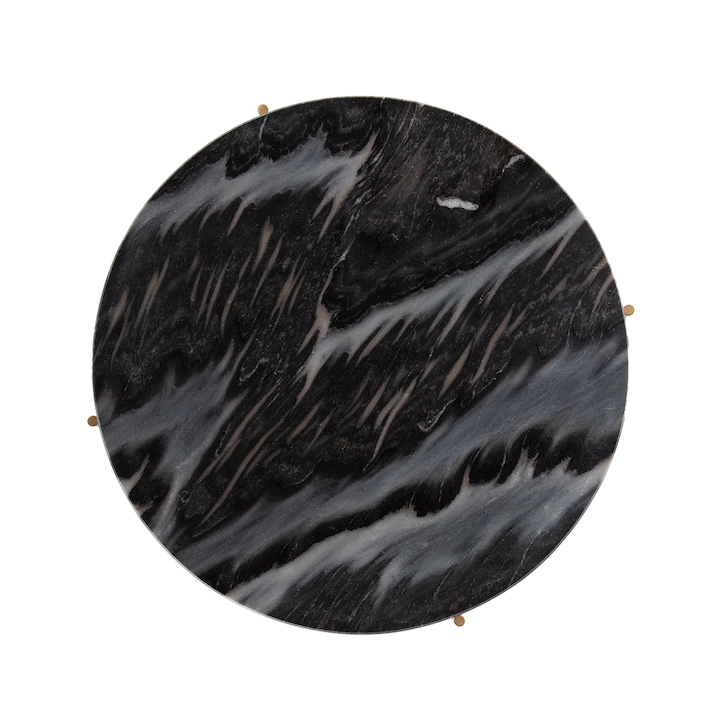 Masuta cafea Marble, Homla, Marmura/Metal, 42 x 42 x 45 cm, Negru/Auriu