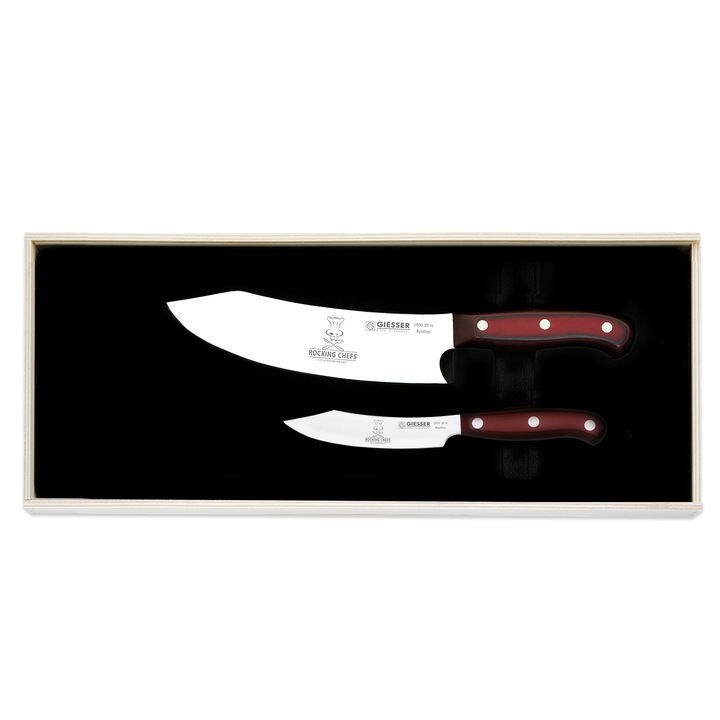 Set Cutitul Bucatarului si cutit de legume, GIESSER PREMIUMCUT SET No. II ROCKING CHEFS, maner micarta 1988.2.rc