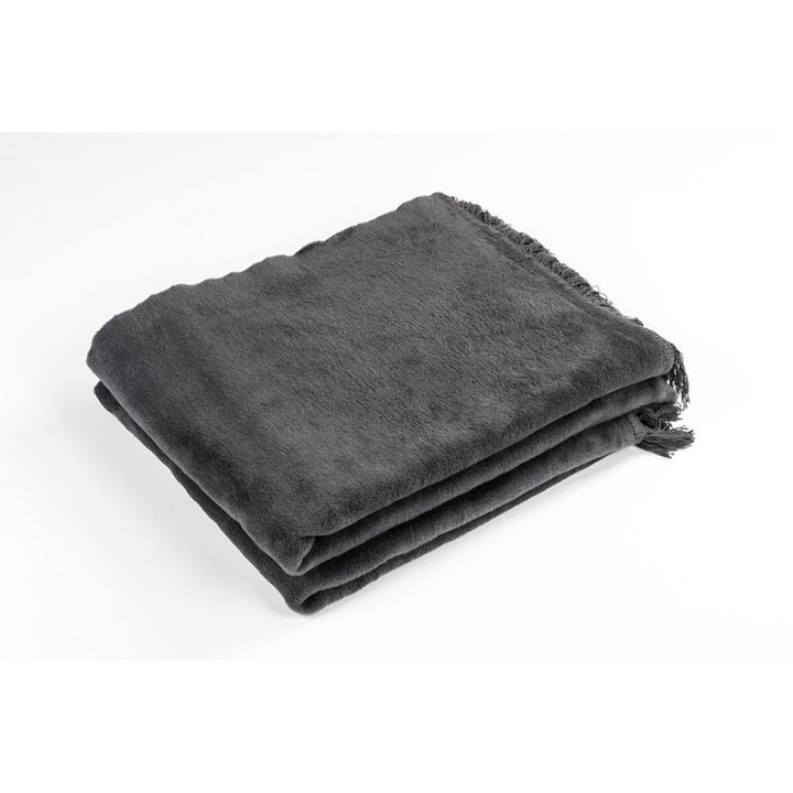 Patura de pat, Unia, Bumbac, 150 x 200 cm, Negru