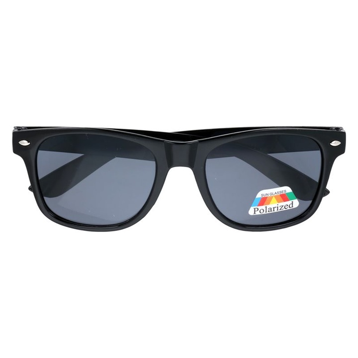 Born86, Uniszex napszemüveg, Spiro, műanyag, polarizált lencsék, UV400, 50x12x142 mm, fekete