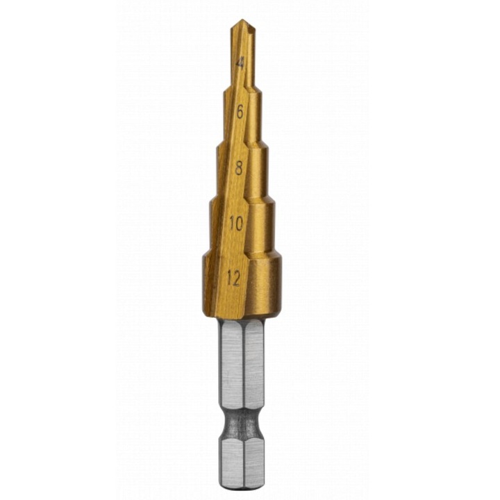 Burghiu conic, Hogert HT6D321, 4-12 mm, HSS, pentru lemn/metal