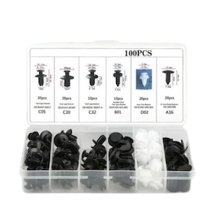 Set cleme auto, AEWOYAD, Bumbi, clipsuri fixare plastice auto, fete de usi auto, carenaje auto, 6 dimensiuni,100 piese