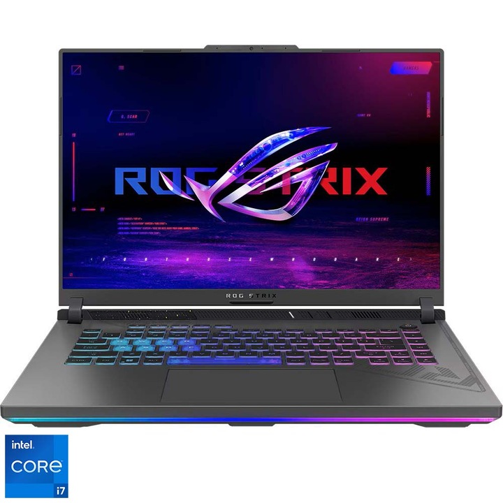Лаптоп Gaming ASUS ROG Strix G16 G614JU с процесор Intel® Core™ i7-13650HX до 4,90 GHz, 16", Full HD+, 165Hz, 16GB DDR5, 512GB SSD, NVIDIA® GeForce RTX™ 4050 6GB GDDR6 TGP 140W, No OS, Eclipse Grey