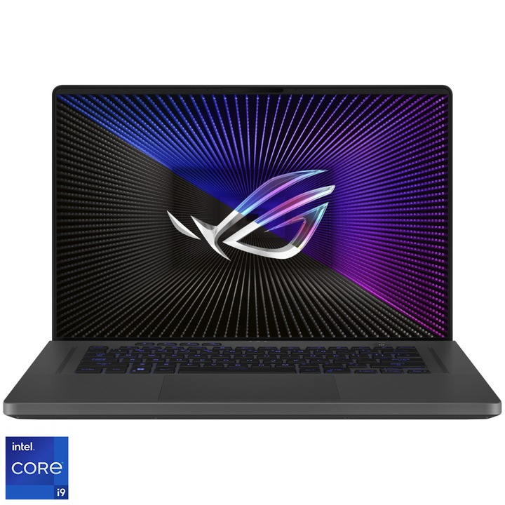 Laptop Gaming ASUS ROG Zephyrus G16 GU603VU cu procesor Intel® Core™ i9-13900H pana la 5.40 GHz, 16", QHD+, IPS, 240Hz, 16GB DDR4, 1TB SSD, NVIDIA® GeForce RTX™ 4050 6GB GDDR6 TGP 120W, No OS, Eclipse Gray