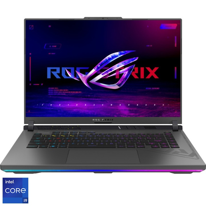 Лаптоп Gaming ASUS ROG Strix G16 G614JI, Intel® Core™ i9-13980HX, 16", QHD+, 240Hz, 16GB, 1TB SSD, NVIDIA® GeForce® RTX™ 4070 8GB, No OS, Eclipse Grey
