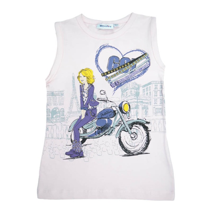 Tricou fara maneci pentru fete Wendee DS101154-1, Roz 110 CM