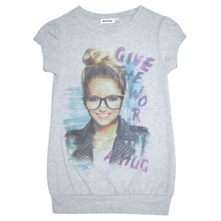 Tricou cu maneca scurta pentru fete Wendee DZ39184-2, Gri 128 CM