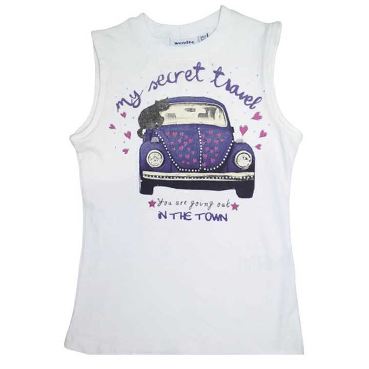 Tricou fara maneci pentru fete Wendee DS101140-1, Alb 116 CM