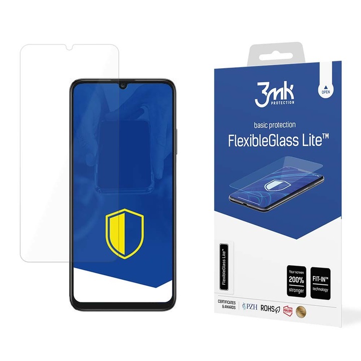 Стъклен протектор 3MK FlexibleGlass Lite, За Honor X6 / Honor 70 Lite 5G, Закалено стъкло, Преден панел, Гъвкав, Хибриден, Антибактериален