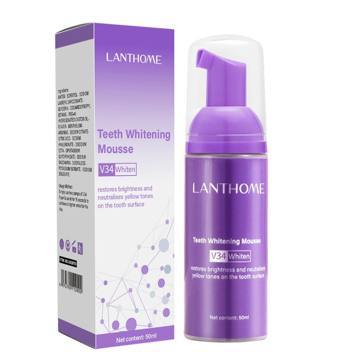 Пяна за избелване на зъби и дентална детоксикация CRM V34 Lanthome, 50 мл