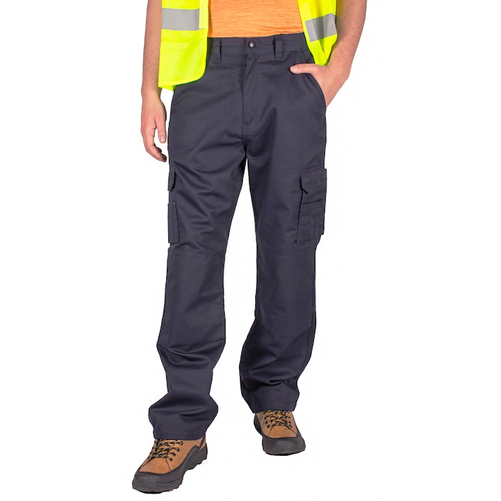 Защитен работен панталон с джобове, тъмносин, W48 L32