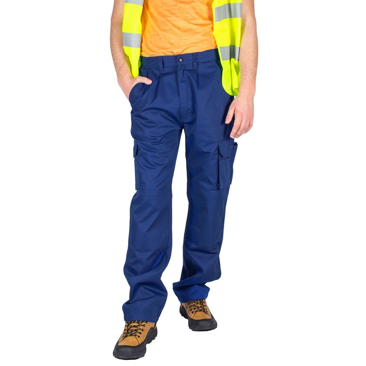 Защитен работен панталон с джобове, син, W38 L34
