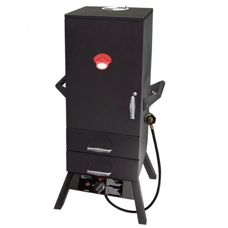 Afumatoare gaz cu 2 sertare inferioare ce permit adaugare de apa sau aschii fara a pierde caldura,carlige plus gratare cromate,discuri de ventilare.4kw,dimensiune 56x108.5x46.5 cm