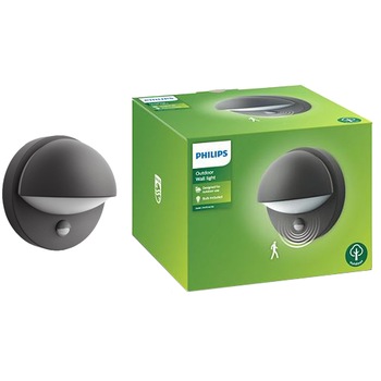 Aplica de exterior cu senzor de miscare Philips myGarden June, bec economic inclus 1x12W, gri inchis Aplica de exterior cu senzor de miscare Philips myGarden June, bec economic inclus 1x12W, gri inchis