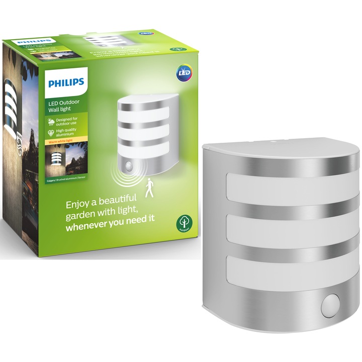 Philips myGarden Calgary kültéri fali lámpa, LED beépítve, 1x3.5W, Ezüst