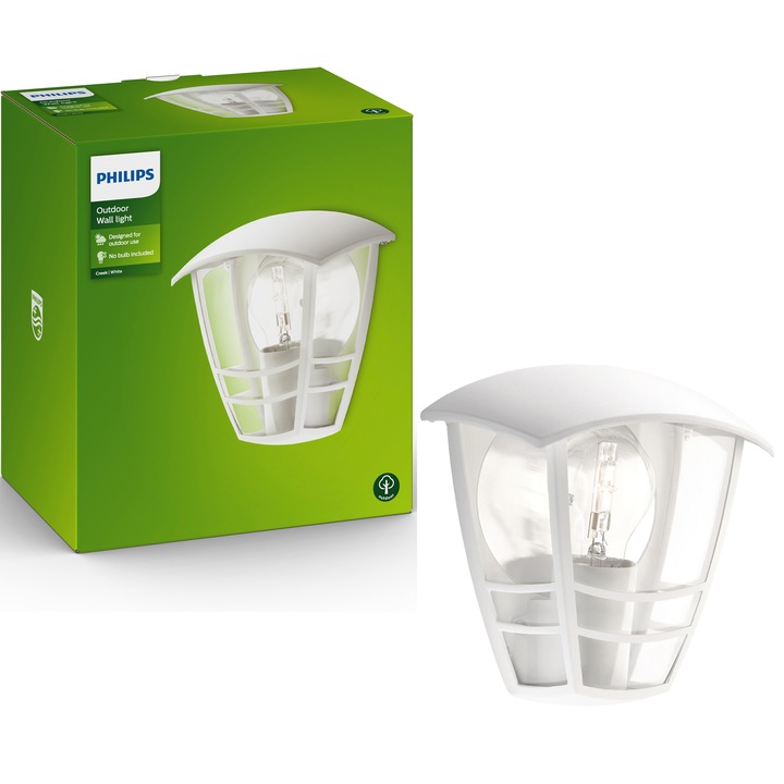 Фенер Philips myGarden Creek, E27, 1x60W, IP44, Бял