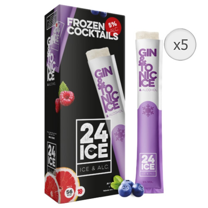 Cocktails 24 Ice Frozen, Gin & Tonic, 5%, 0.065l x 5