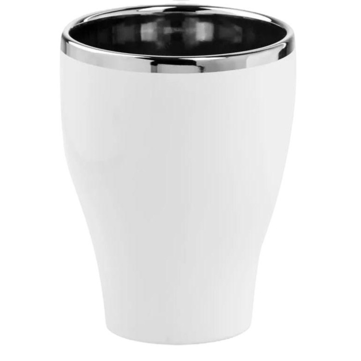 Ghiveci decorativ, Polnix, Ceramica, 14 x 18 cm, Alb/Argintiu