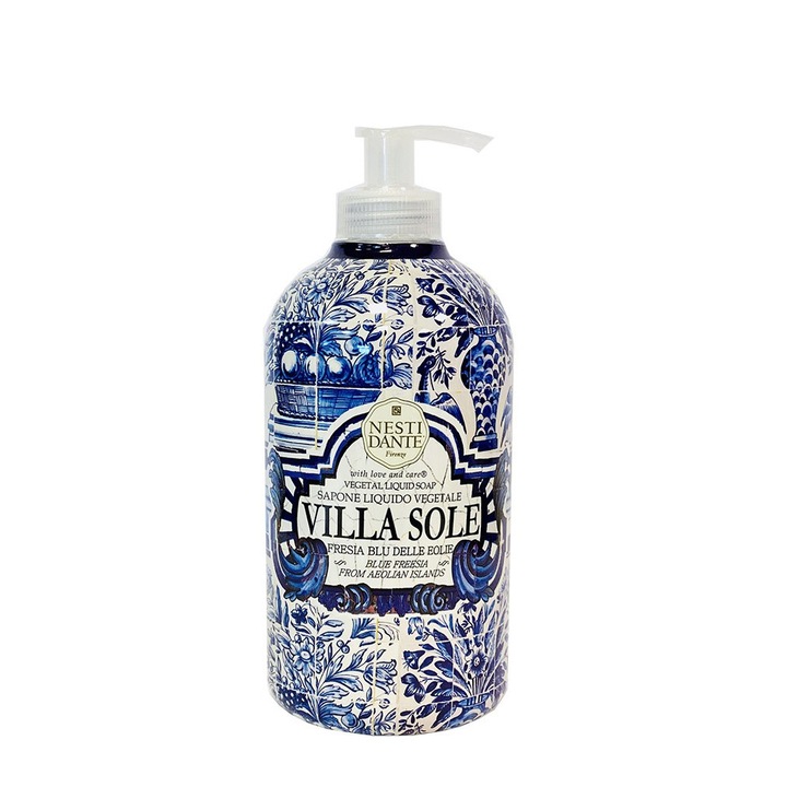 Синя пяна фрезия и душ гел Nesti Dante Villa Sole Fresia Blu delle Eolie, 500 ml