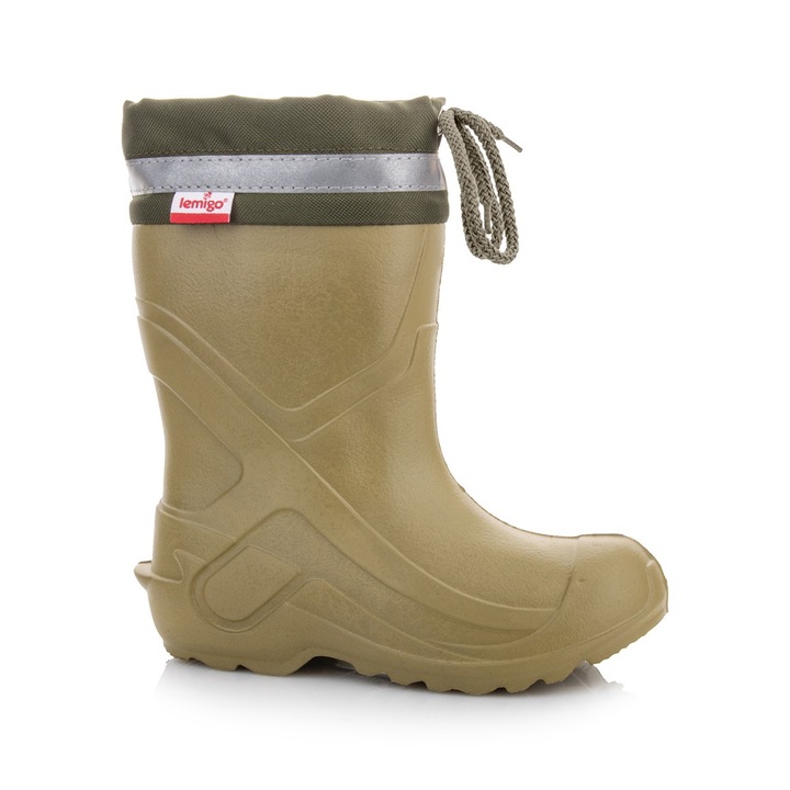 Cizme de ploaie pentru copii, Lemigo, Spuma EVA, Kaki, Kaki