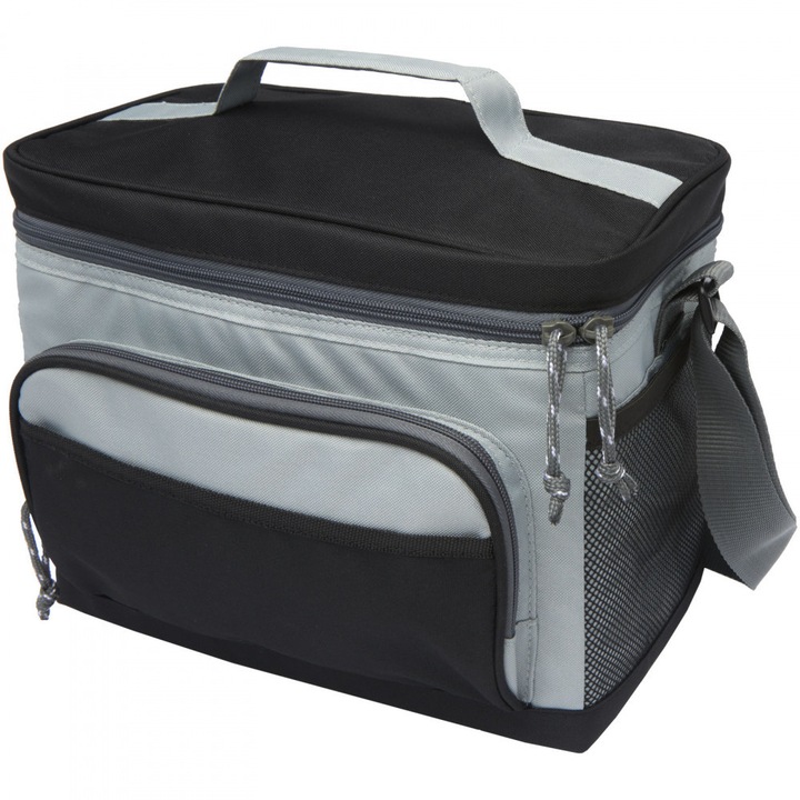 Geanta termoizolanta pentru 12 doze, Arctic Zone by AleXer, 21OCT1337, 22 x 30 x 19 cm, Poliester, Negru, breloc inclus