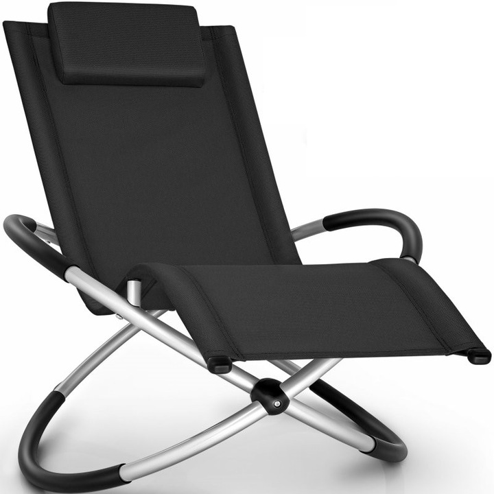Scaun balansoar gradina, 166 x 74 x 81 cm, negru, capacitate 180 kg