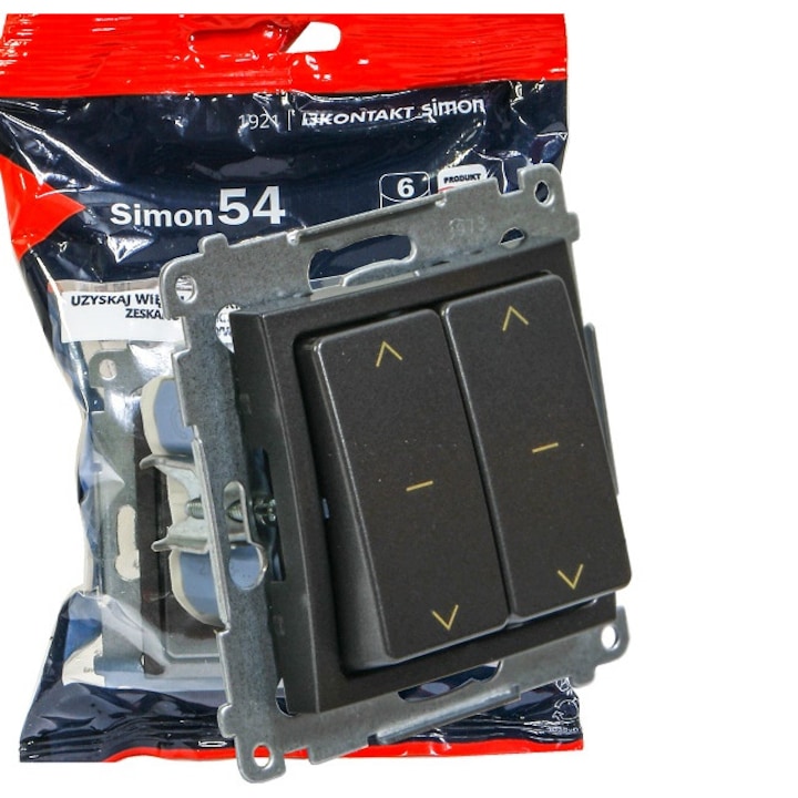Intrerupator jaluzele Simon 54 (1-0-2), dublu, antracit, DZW2.01/48