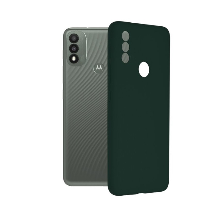 Silicon Jelly G-Tech Liquid Case, Съвместим с Motorola Moto E20, Защита на камерата, изработена от силикон, Микрофибърна вътрешност, Зелен