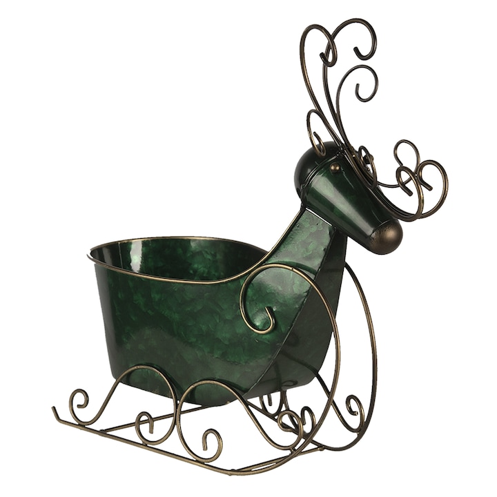 Saniuta decorativa metal auriu verde 34x17x37 cm