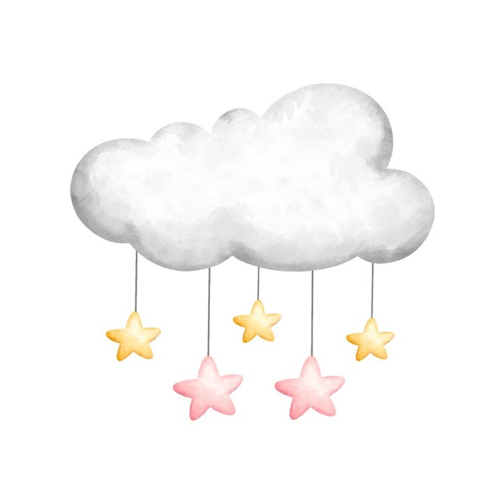 Sticker decorativ Nor cu stelute, Roz, 51 cm, 3764ST