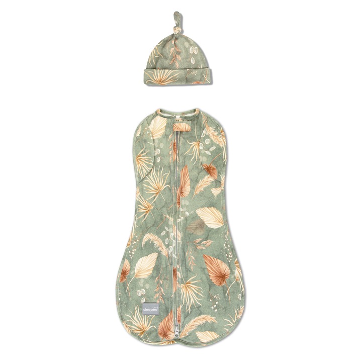Sistem de Infasat cu Fermoar Sleepee, flexibil pentru o noapte lunga de somn, Verde, de la 6 kg