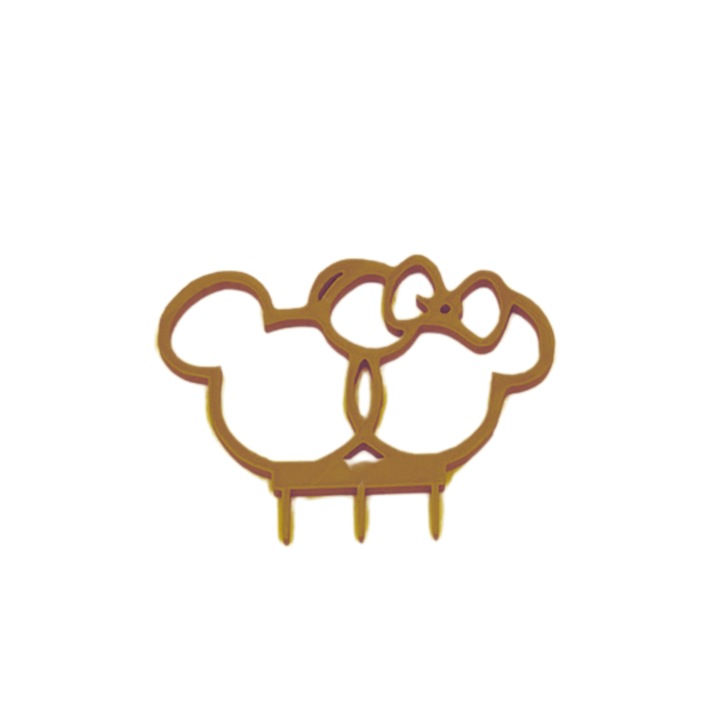 Gyerek tortalap díszítés, Mickey&Minnie, arany 11 x 15 cm