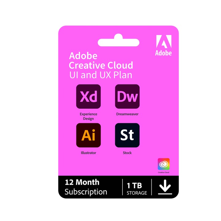 Adobe UI и UX Plan 2023, XD, Dreamweaver и Illustrator, 1 година търговски лиценз, Windows и MacOS