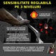 Stop Bicicleta Intelligent cu Alarma Wireless Antifurt, Claxon, Acumulator 800mAh, IPX65 Rezistent la Apa si Praf, 4 Moduri de Lumina, Auto On/Off, Senzor Franare, COB LED, Incarcare USB, Black/Fire