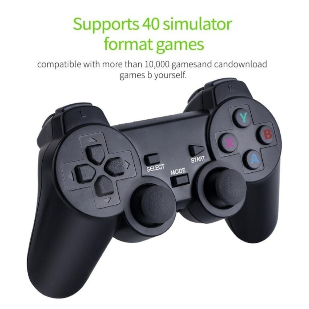 Consola jocuri video Pandoras Retro, ABS, Wireless, 10000 jocuri, 64GB, Compatibil cu TV, Negru
