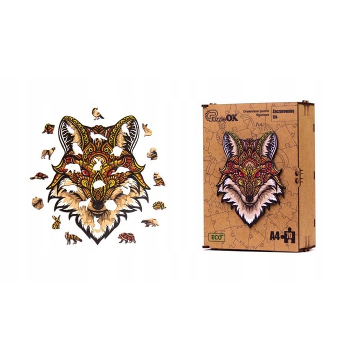 Fa puzzle, ECO, Magic Fox modell, 70 db, 6+ év, 21x15x7cm, Többszínű