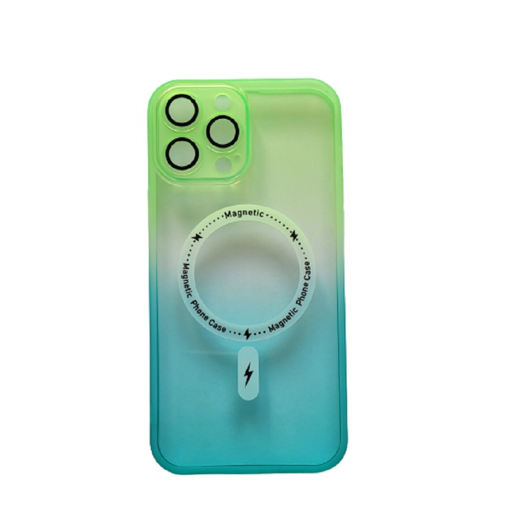 Iphone 12 Pro Max Multicolor Green telefonnal kompatibilis szilikon burkolat vezeték nélküli mágneses töltéssel