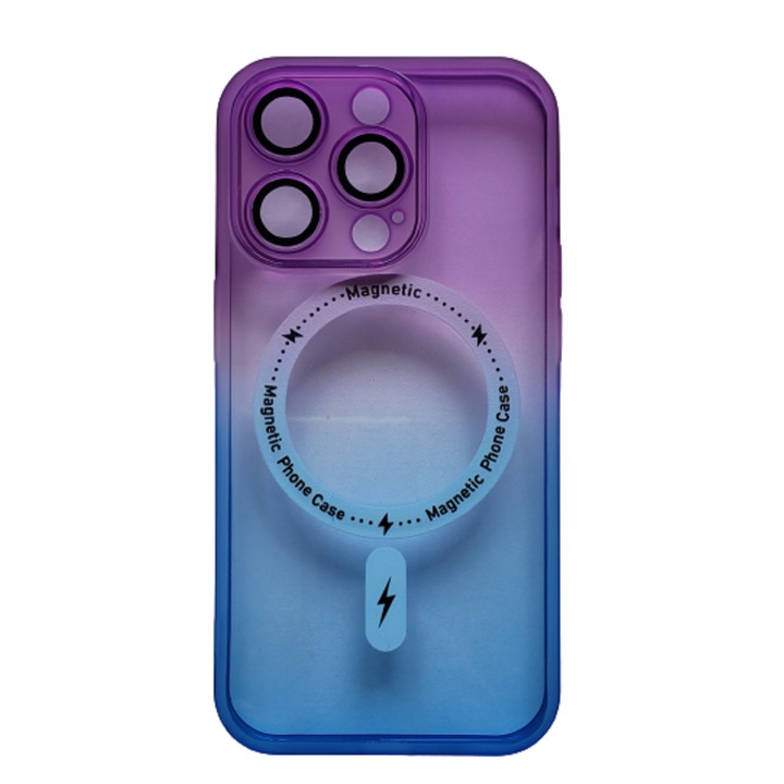 Szilikon tok, vezeték nélküli mágneses töltéssel, kompatibilis az iPhone 14 Pro telefonnal, Többszínű lila