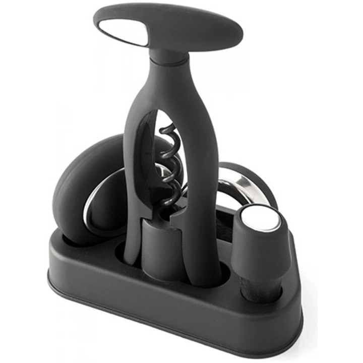 Set 5 accesorii pentru vin, Negru