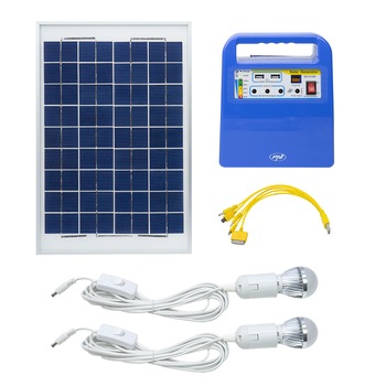 Sistem solar fotovoltaic PNI GreenHouse H01, 30W, USB/Radio/MP3, cu acumulator 12V/7Ah, 2 becuri LED Sistem solar fotovoltaic PNI GreenHouse H01, 30W, USB/Radio/MP3, cu acumulator 12V/7Ah, 2 becuri LED